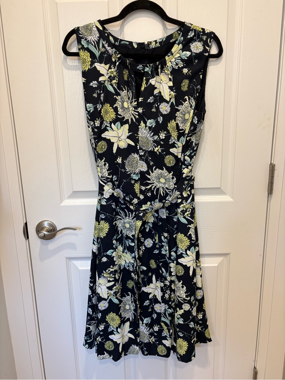 Jones New York Navy Floral Sleeveless Midi Dress size 14P #1042